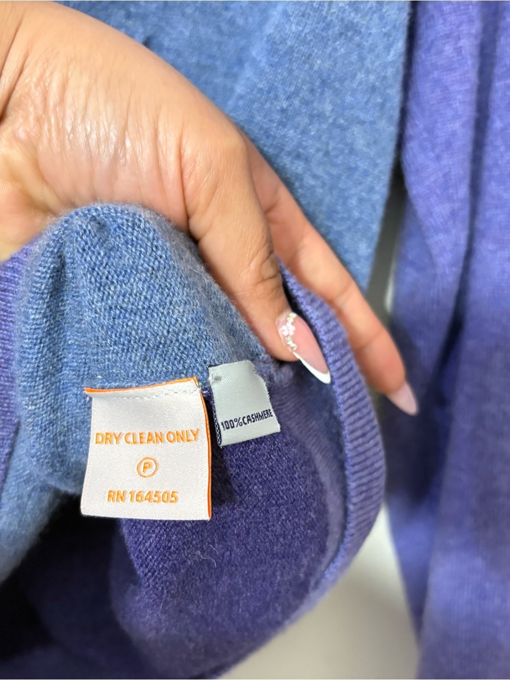 Collaboration Cashmere Hoodie S Blue Purple Colorbloc Pullover Sweater Soft Luxe - Picture 8 of 12